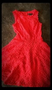 Red lace mini dress